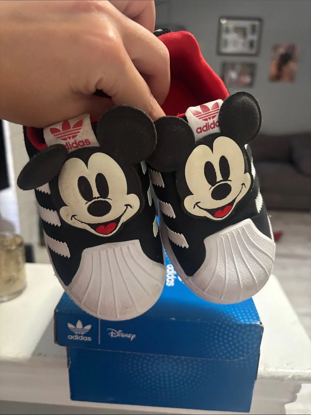 adidas Kids Mickey Mouse Black White Slip-On Sneakers